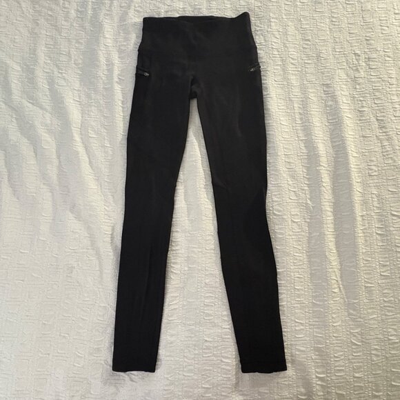 Lululemon Keep The Fleece Tight Leggings 28" Black Tech Fleece Water Resistant 2 - Picture 2 of 11